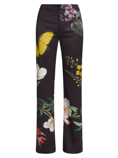 Alice And Olivia Essential Floral Ronnie High-rise Straight-leg Trousers In Multicolor