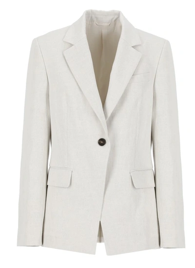 Brunello Cucinelli Blend Cotton And Linen Jacket In White