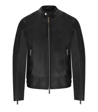 Dsquared2 Leather Biker Jacket In Black