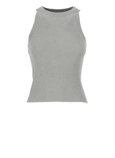Brunello Cucinelli Grey Cashmere And Silk Top For Woman