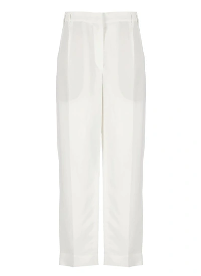 Brunello Cucinelli Fluid Twill Slouchy Trousers In White