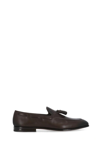 Church's Brown Leather Loafers For Man In Black