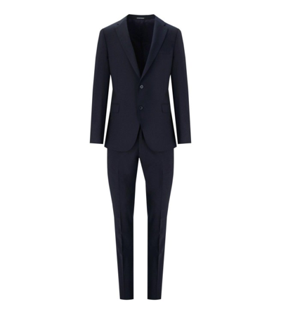 Emporio Armani Blue Single Breasted Suit In Black