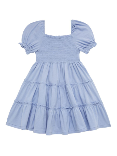 Polo Ralph Lauren Little Girl's & Girl's Smocked Puff-sleeve Dress In Blue Hyacinth