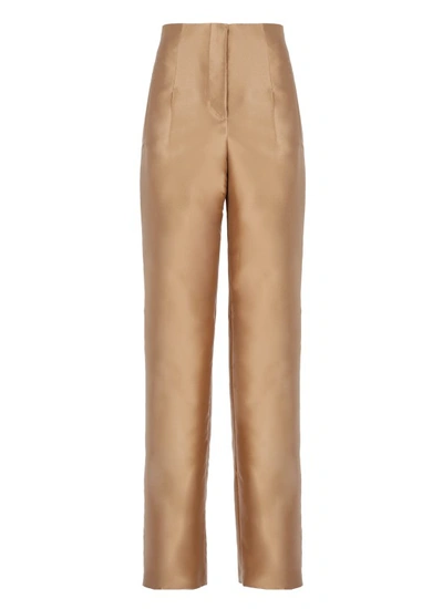 Alberta Ferretti Silk Blend Trousers In Brown