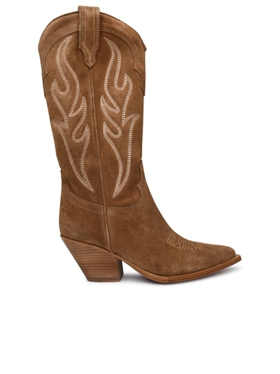 Sonora Santa Fe Embroidered Suede Western Boots In Brown