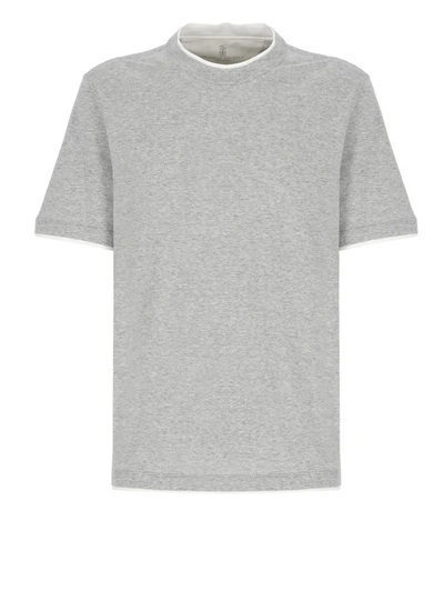 Brunello Cucinelli Layered Crew-neck T-shirt In Grey