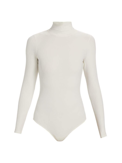 Spanx Women's Rib-knit Turtleneck Bodysuit In Parchment