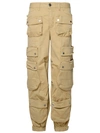 Dsquared2 Distressed Cargo Pants With Logo Buttons In Neutrals