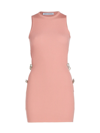 Mach & Mach Embellished Stretch Knit Mini Dress In Pink