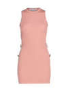 Mach&mach Embellished Stretch Knit Mini Dress In Pink