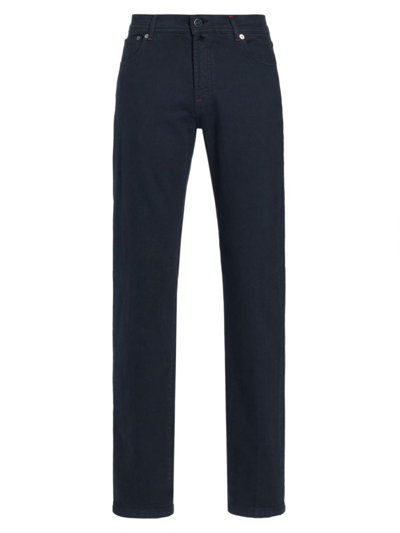 Kiton Men's Stretch Cotton Mid-rise Straight-leg Pants In Navy Blue