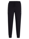 Hugo Boss Cotton-blend Tracksuit Bottoms With Hd Logo Print In Dark Blue