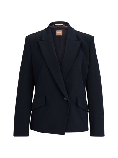 Hugo Boss Regular-fit Jacket In Stretch Twill In Dark Blue