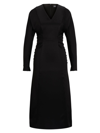 Hugo Boss Gathered-detail Regular-fit Dress In Soft Satin In Black
