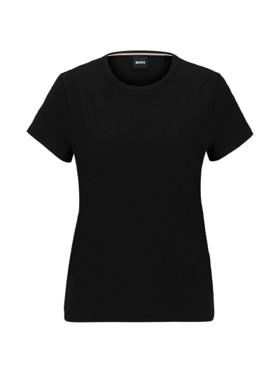 Hugo Boss T-shirt With 3d-structured Knitted Monograms In Black