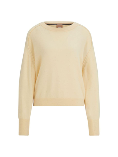 Hugo Boss Melange Sweater In Cashmere With Seam Details In Patterned