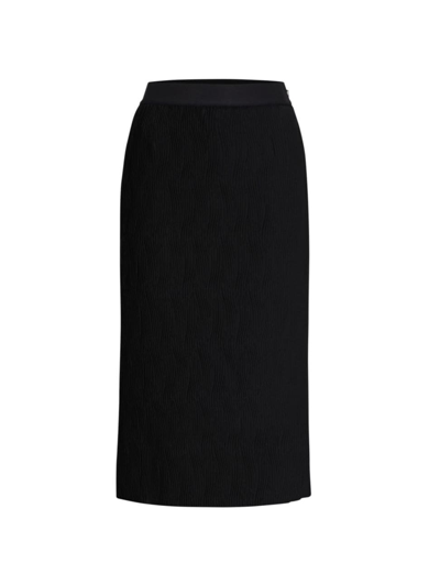 Hugo Boss Stretch-tulle Skirt With Wavy Pliss Pleats In Black