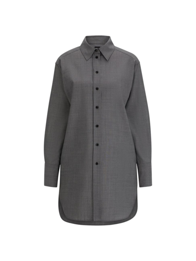 Hugo Boss Relaxed-fit Blouse In Italian Virgin-wool Sharkskin In Patterned