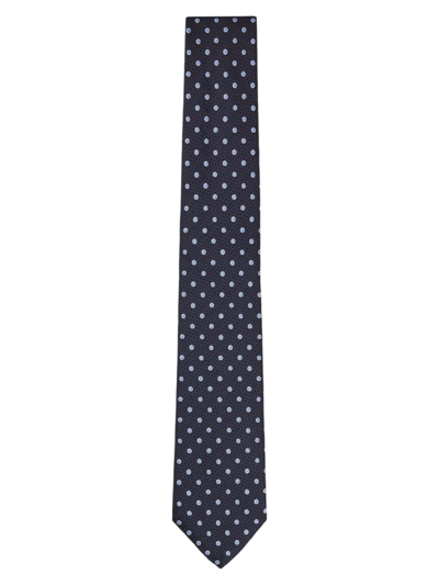 Hugo Boss Silk-jacquard Tie With Micro Pattern In Dark Blue