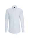 Hugo Boss Men's Slim-fit Shirt In Easy-iron Structured Stretch Cotton In Light Pastel Blue