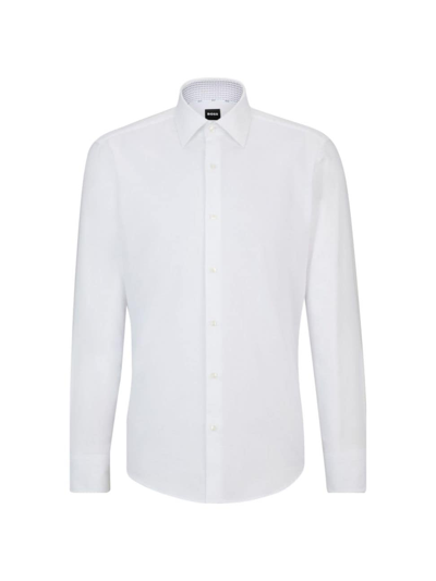 Hugo Boss Men's Regular-fit Shirt In Easy-iron Oxford Stretch Cotton In White