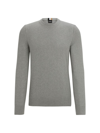 Hugo Boss Micro-structured Sweater In Cotton In Silver