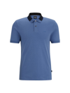 Hugo Boss Interlock-cotton Slim-fit Polo Shirt With Colour-blocked Collar In Blue