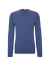 Hugo Boss Micro-structured Sweater In Cotton In Light Blue