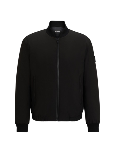 Hugo Boss Regular-fit Jacket In Bi-stretch Fabric In Black