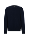 Hugo Boss Men's Cotton Sweater With Color-blocking Detail In Dark Blue