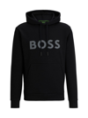 Hugo Boss Logo-print Drawstring Cotton Hoodie In Black