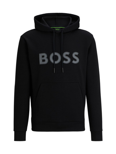 Hugo Boss Logo-print Drawstring Cotton Hoodie In Black 001