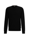 Hugo Boss Graphic-jacquard Sweater In A Virgin-wool Blend In Black