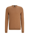 Hugo Boss Men's Graphic-jacquard Sweater In A Virgin-wool Blend In Brown