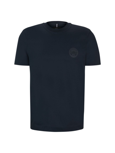 Hugo Boss Porsche X Boss Mercerized-cotton T-shirt With Special Branding In Dark Blue