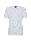 Hugo Boss Men's Monogram-jacquard T-shirt In Mercerized Stretch Cotton In White