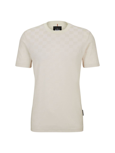Hugo Boss Porsche X Boss Mercerized-cotton T-shirt With Check Jacquard In White