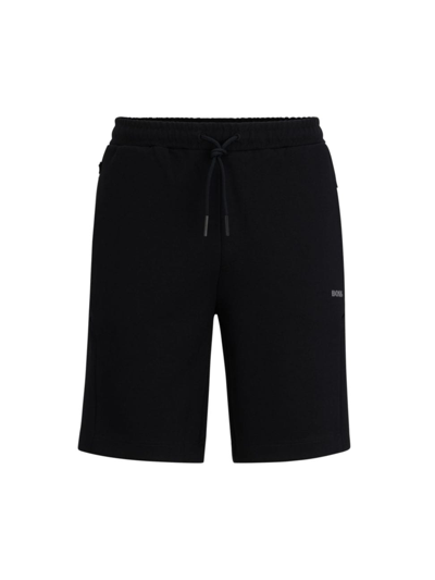 Hugo Boss Shorts With Logo Print In Dark Blue