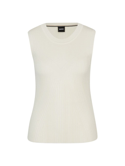 HUGO BOSS WOMEN'S SLEEVELESS KNITTED TOP WITH RIBBED STRUCTURE