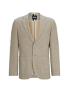 Hugo Boss Regular-fit Jacket In Micro-patterned Cloth In Beige