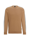 Hugo Boss Cotton Sweater With Color-blocking And Mesh Detail In Beige