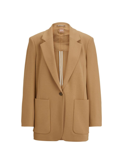 Hugo Boss Relaxed-fit Jacket In Stretch Jersey With Half Lining In Beige