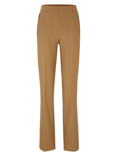 Hugo Boss Relaxed-fit Trousers With Bootcut Leg In Stretch Material In Beige
