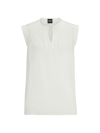 HUGO BOSS WOMEN'S RELAXED-FIT TAILORED BLOUSE IN STRETCH SILK