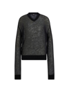 Hugo Boss V-neck Sweater In A Sheer Knit In Black