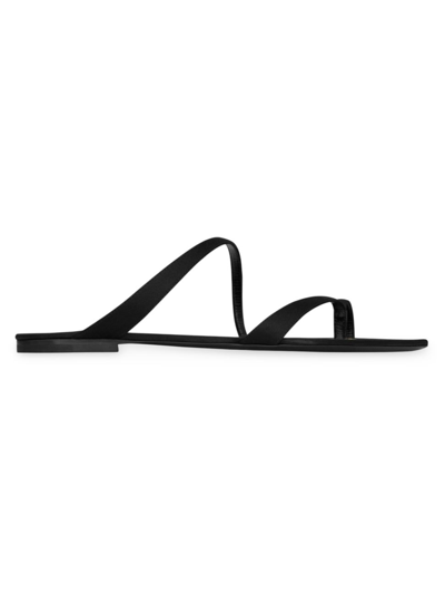 Saint Laurent Women's Tanger Slides In Satin Crepe In Black