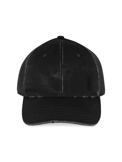 Saint Laurent Women's Cassandre Cap In Washed Denim In Black