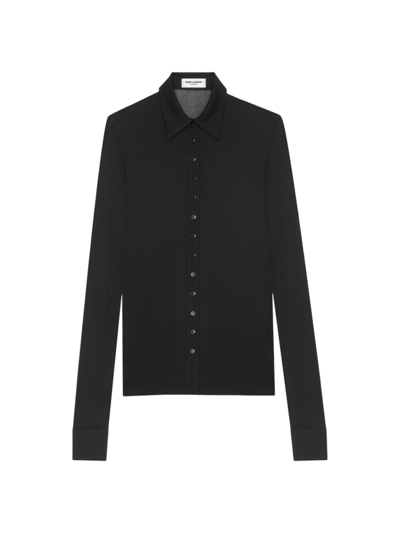 Saint Laurent Women's Shirt In Crepe Jersey In Black