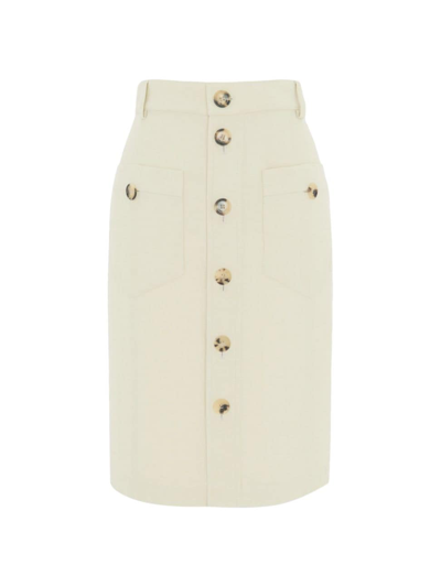 Saint Laurent Women's Saharienne Mini Skirt In Canvas In Beige